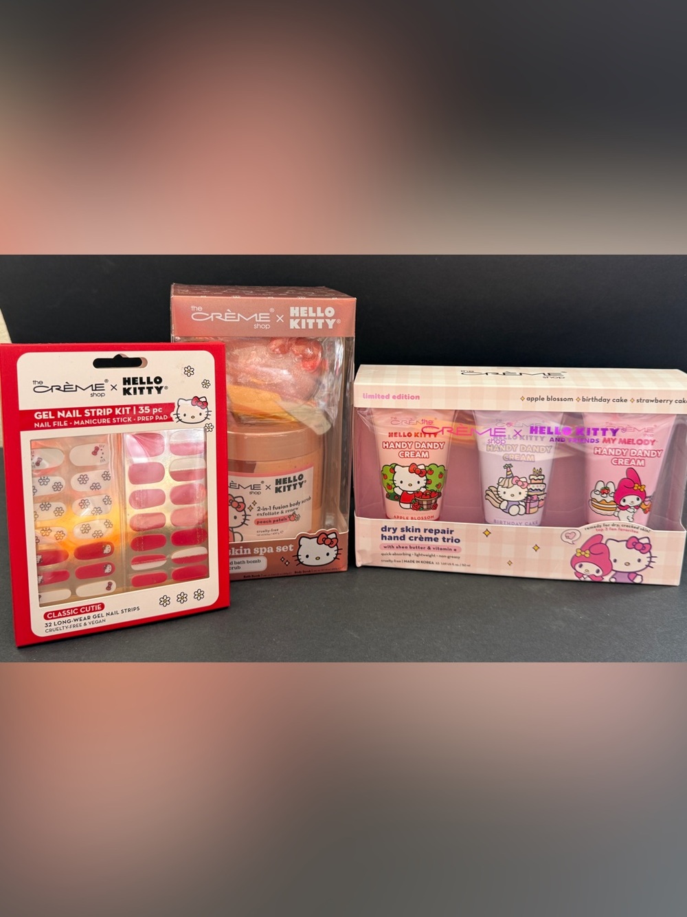 The Crème Shop x Hello Kitty 3pc Beauty Gift Bundle Spa Set Hand Cream Nail